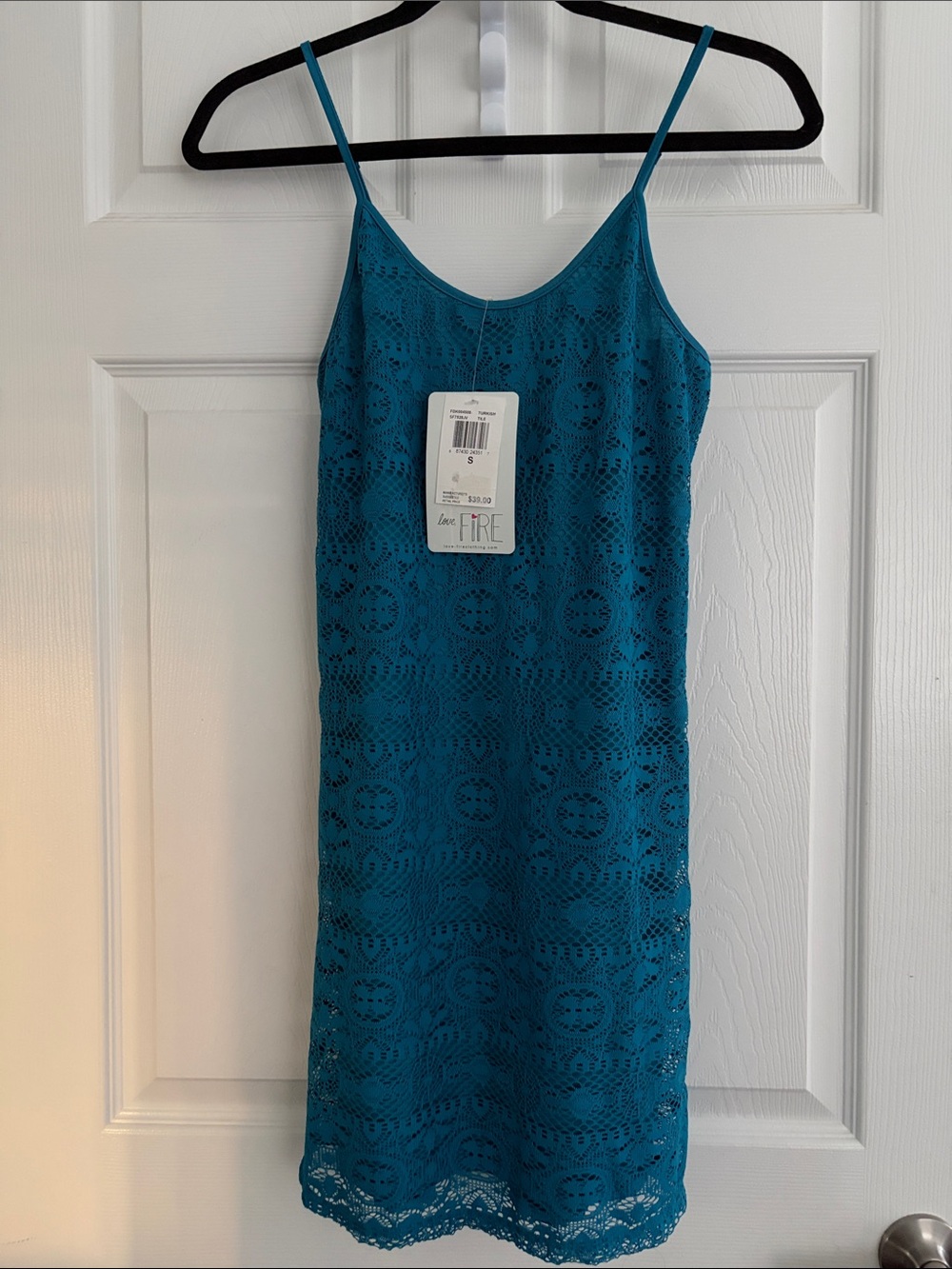 NWT Teal Lace Slip Dress - Sz. Small